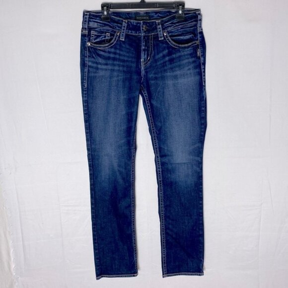 Silver Jeans Dark Wash Mid Rise Suki Straight Leg Jeans 30 - Picture 1 of 15